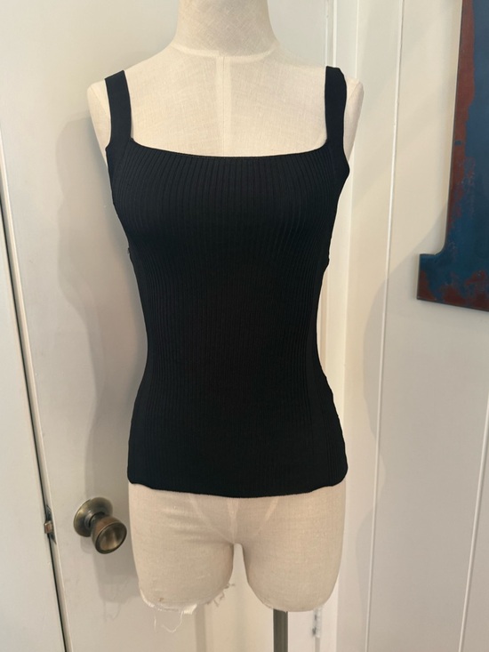 Zara Tops - Zara Black Ribbed Square-Neck Tank size Medium